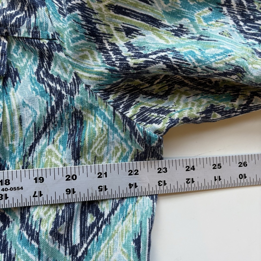 Charter Club Womens Linen Shacket XL Ikat Print Short Boho Resort Coastal Beach - Picture 7 of 10